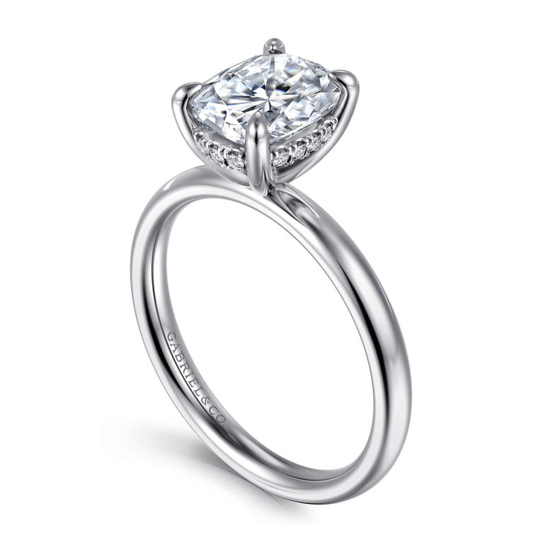 Peace - 14K White Gold Elongated Cushion Diamond Engagement Ring - 0.08 ct - Shot 3