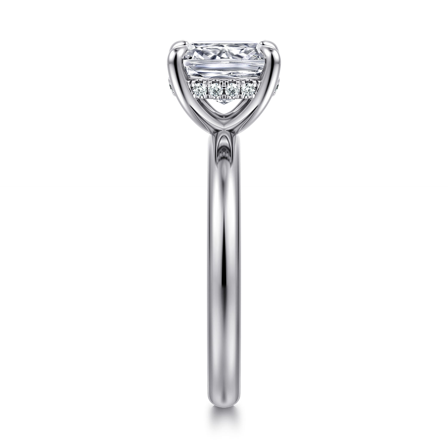 Peace - 14K White Gold Elongated Cushion Diamond Engagement Ring - 0.08 ct - Shot 4
