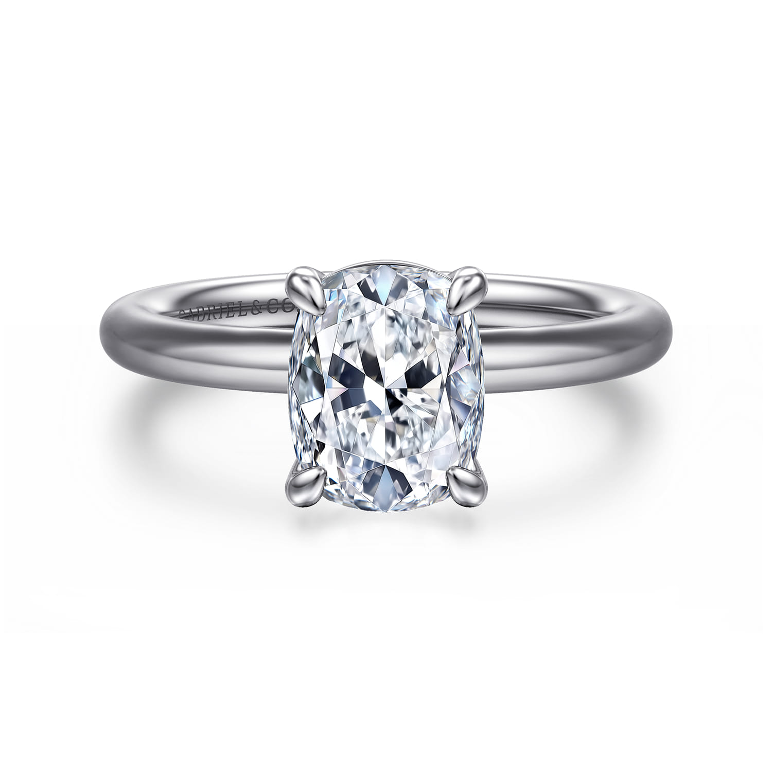 Lark - 14K White Gold Elongated Cushion Solitaire Engagement Ring - Shot 1