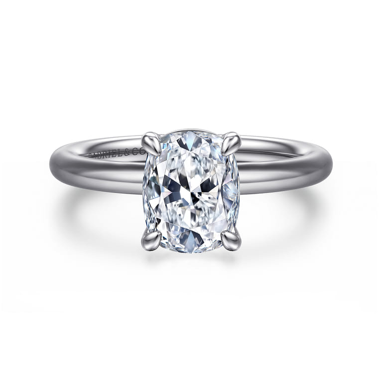 Lark - 14K White Gold Elongated Cushion Solitaire Engagement Ring - Shot 1