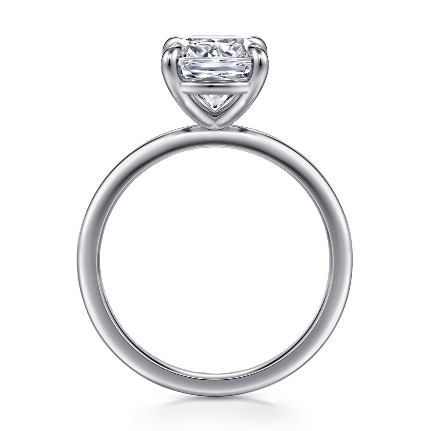 Evelina - 14K White Gold Elongated Cushion Solitaire Diamond Engagement Ring - Shot 2
