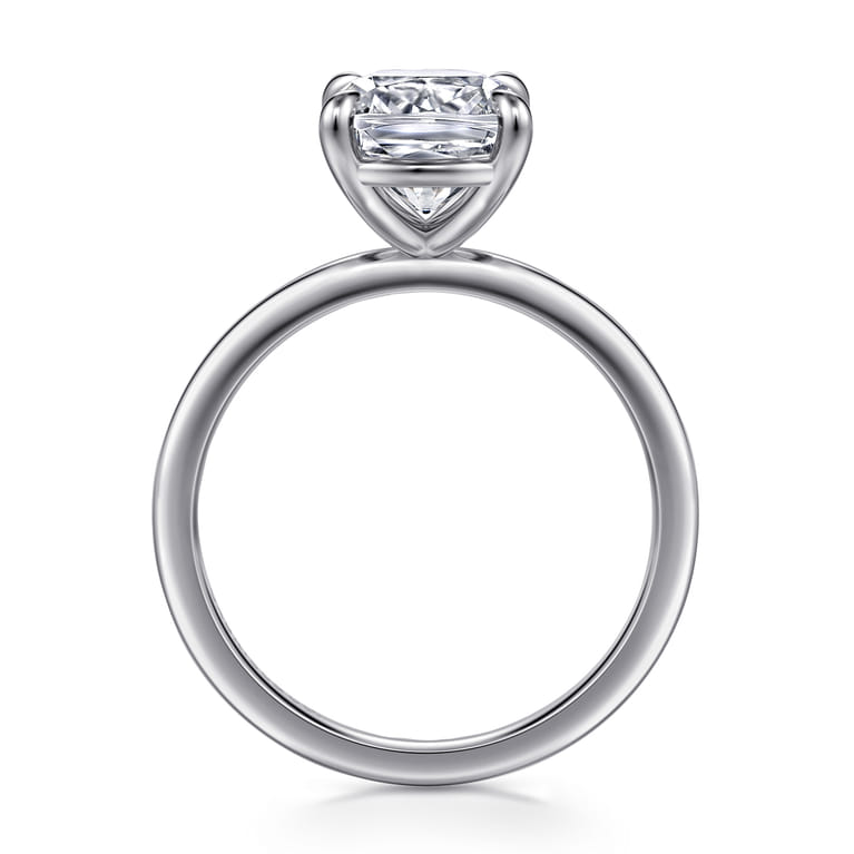 Evelina - 14K White Gold Elongated Cushion Solitaire Diamond Engagement Ring - Shot 2