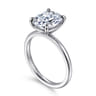 Evelina - 14K White Gold Elongated Cushion Solitaire Diamond Engagement Ring
