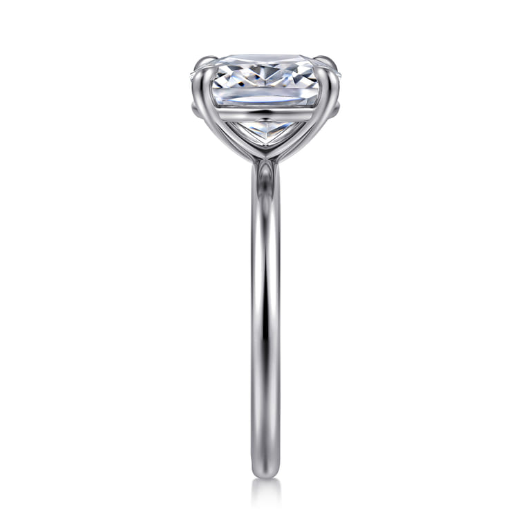 Evelina - 14K White Gold Elongated Cushion Solitaire Diamond Engagement Ring - Shot 4
