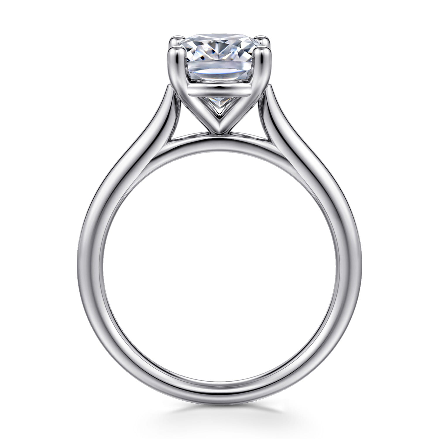 Bravo - 14K White Gold Elongated Cushion Solitaire Diamond Engagement Ring - Shot 2