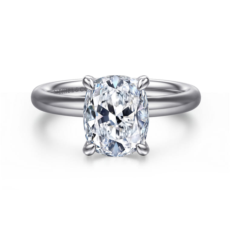 Unite - 14K White Gold Elongated Cushion Solitaire Diamond Engagement Ring - Shot 1