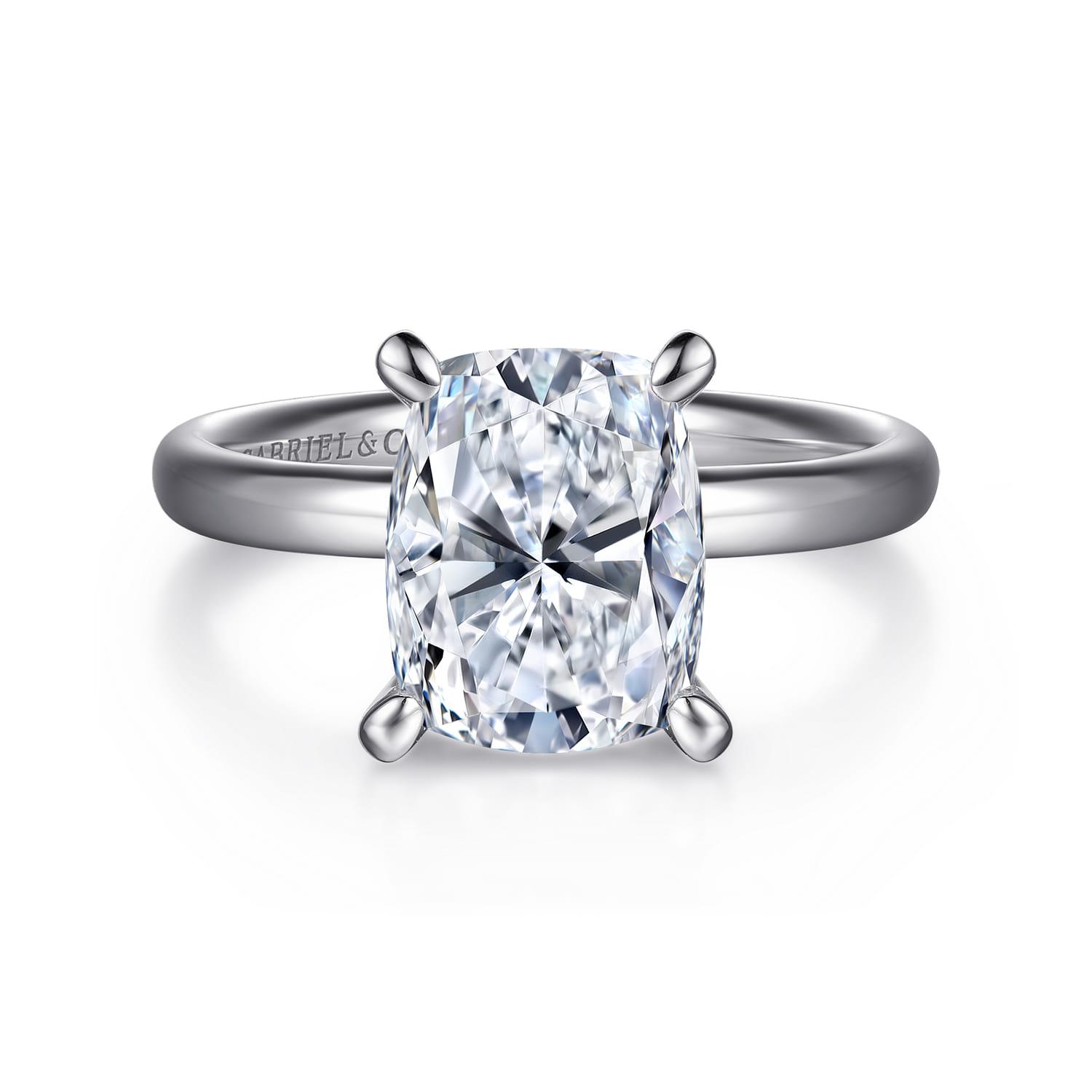 Unite - 14K White Gold Elongated Cushion Solitaire Diamond Engagement Ring - Shot 1