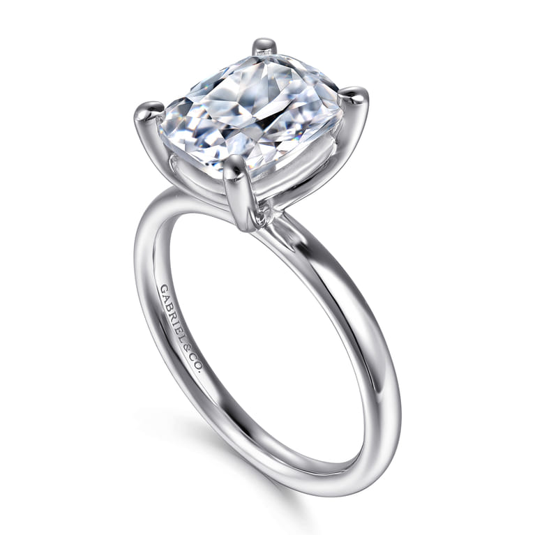 Unite - 14K White Gold Elongated Cushion Solitaire Diamond Engagement Ring - Shot 3
