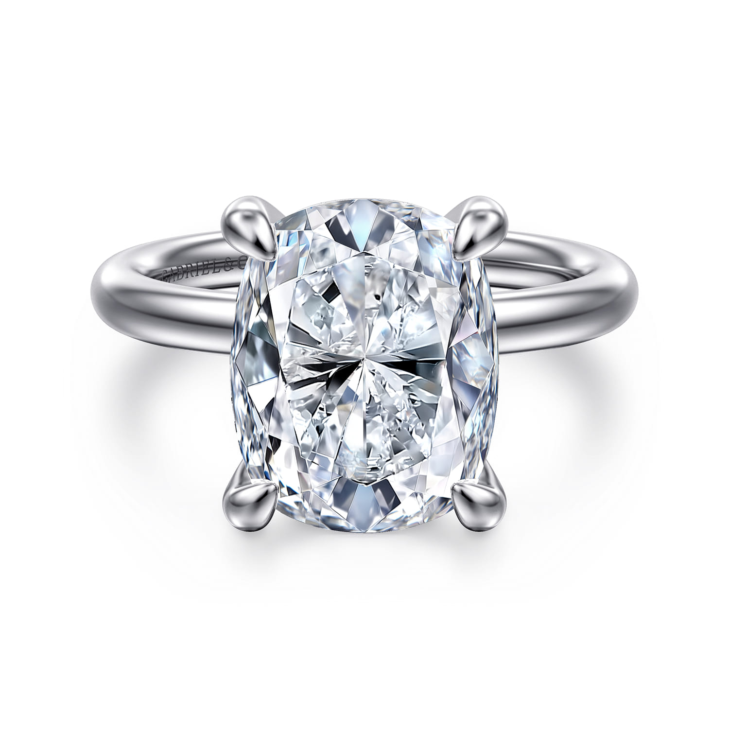 Unite - 14K White Gold Elongated Cushion Solitaire Diamond Engagement Ring - Shot 1