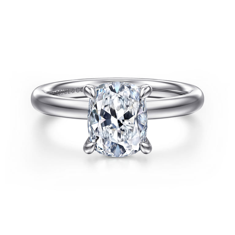 Unite - 14K White Gold Elongated Cushion Solitaire Diamond Engagement Ring - Shot 1