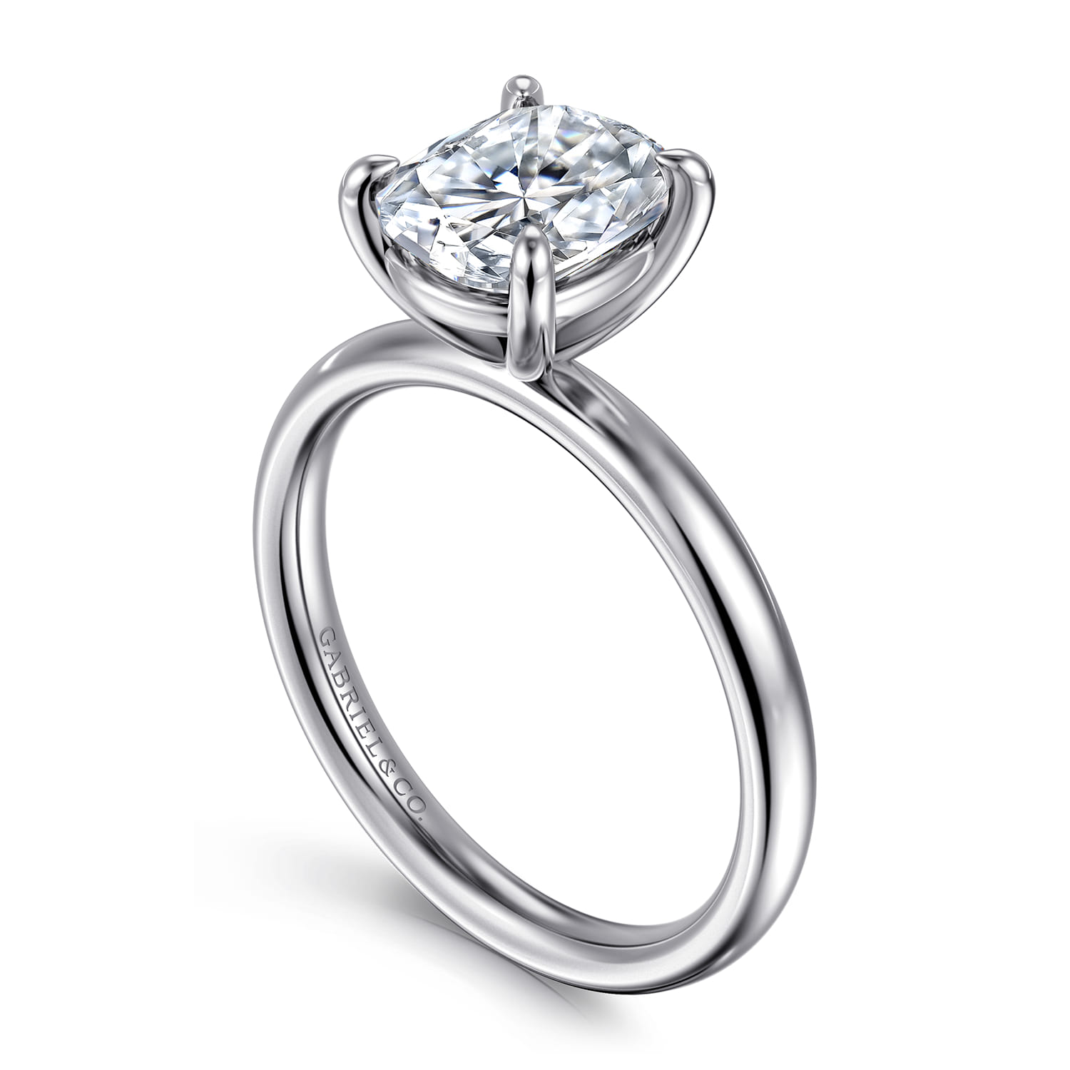 Unite - 14K White Gold Elongated Cushion Solitaire Diamond Engagement Ring - Shot 3