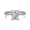 Elia - 14K White Gold Solitaire Emerald Cut Diamond Engagement Ring - 0.05 ct