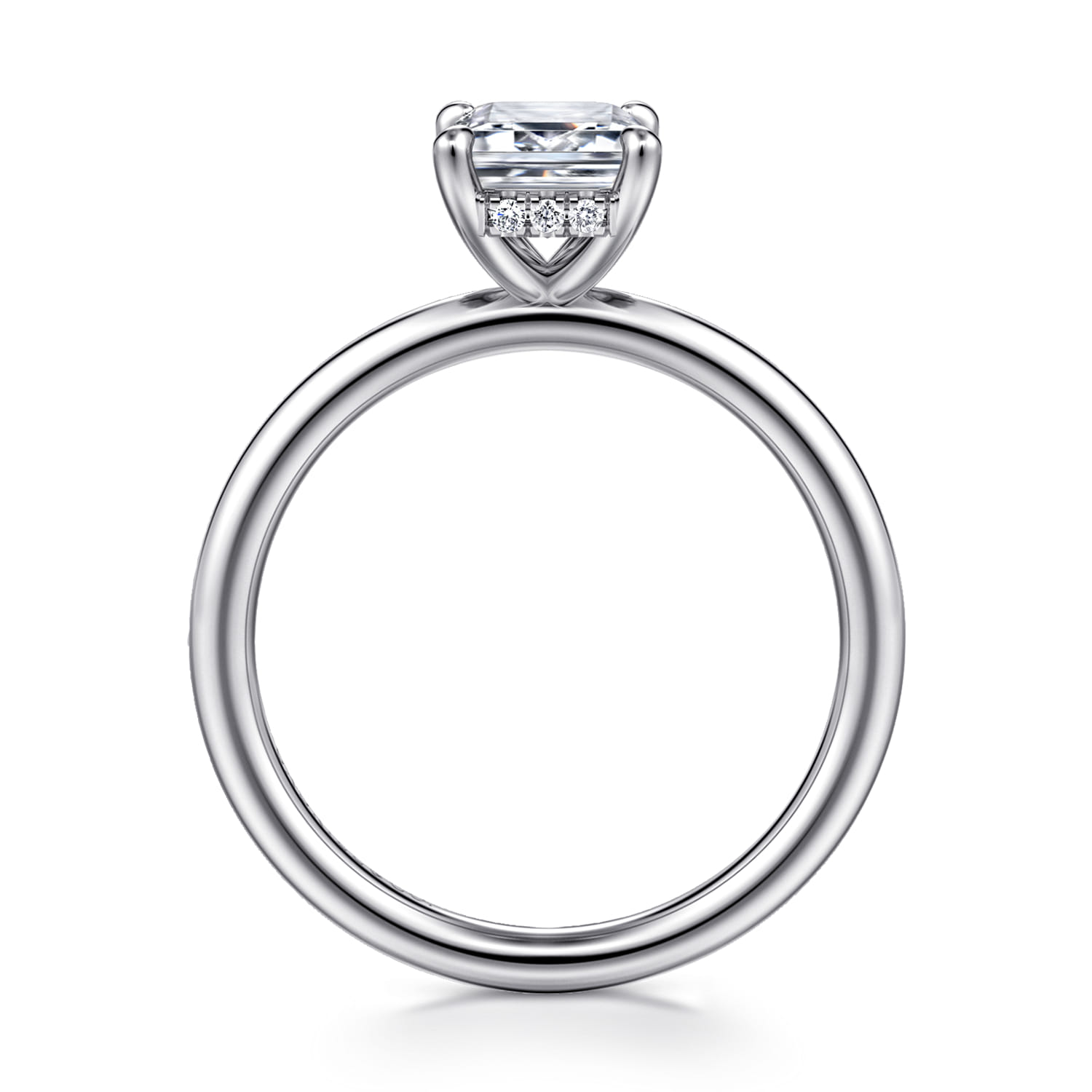 Elia - 14K White Gold Solitaire Emerald Cut Diamond Engagement Ring - 0.05 ct - Shot 2