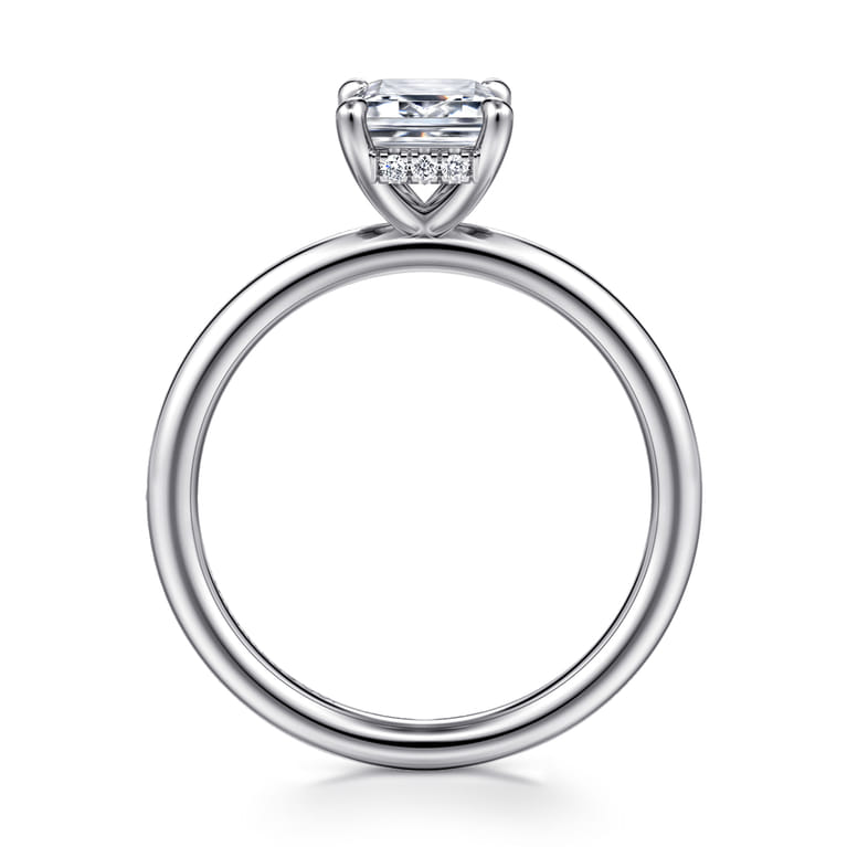 Elia - 14K White Gold Solitaire Emerald Cut Diamond Engagement Ring - 0.05 ct - Shot 2