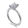 Elia - 14K White Gold Solitaire Emerald Cut Diamond Engagement Ring - 0.05 ct