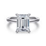 Cari - 14K White Gold Emerald Cut Diamond Engagement Ring - 0.09 ct