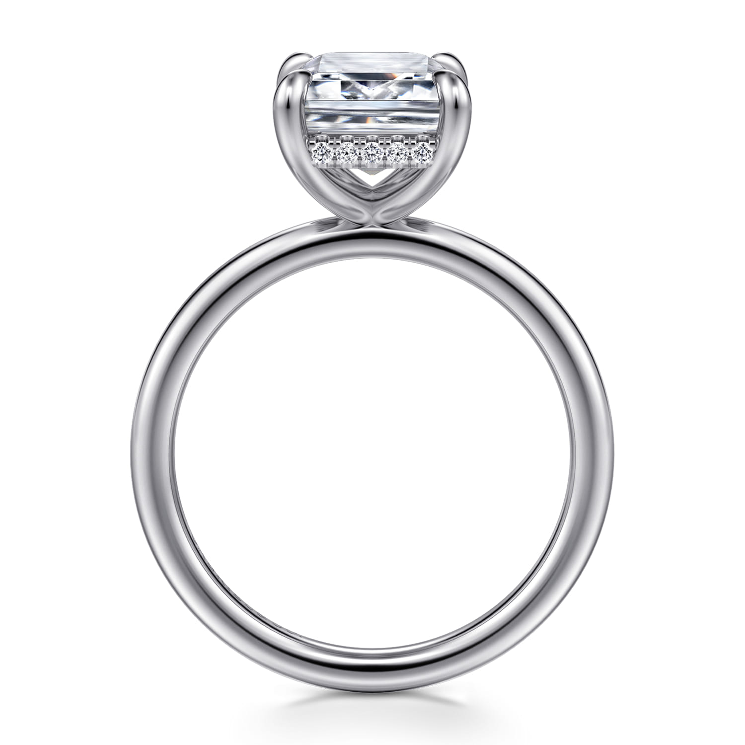 Cari - 14K White Gold Emerald Cut Diamond Engagement Ring - 0.09 ct - Shot 2