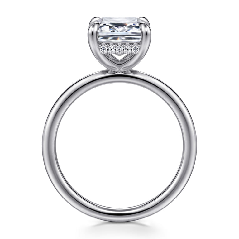 Cari - 14K White Gold Emerald Cut Diamond Engagement Ring - 0.09 ct - Shot 2