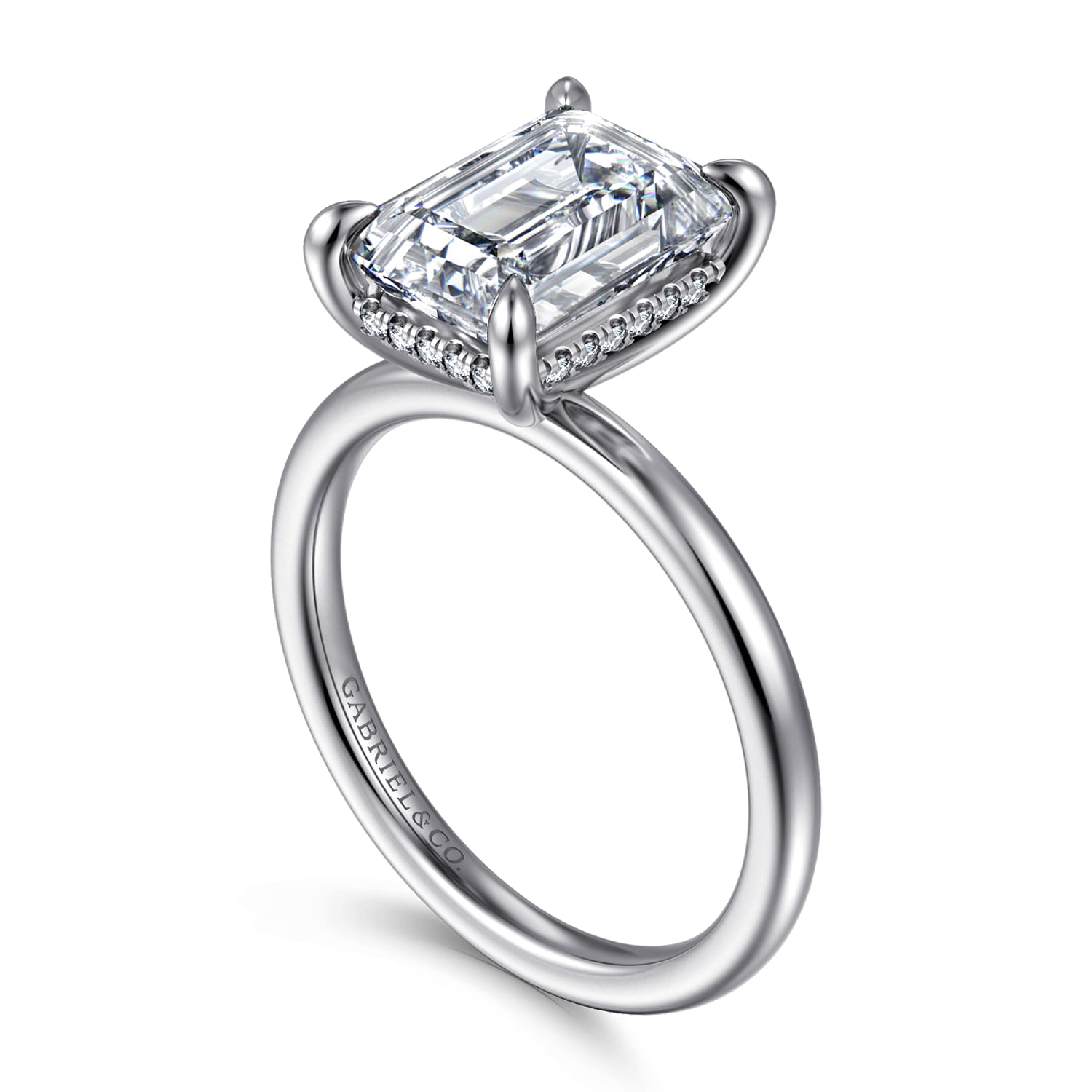 Cari - 14K White Gold Emerald Cut Diamond Engagement Ring - 0.09 ct - Shot 3