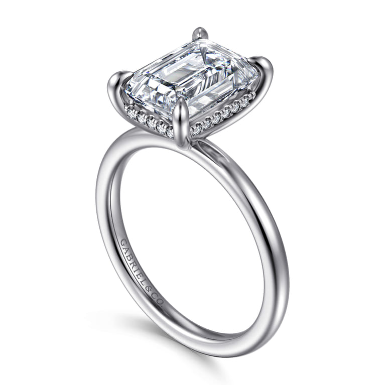 Cari - 14K White Gold Emerald Cut Diamond Engagement Ring - 0.09 ct - Shot 3