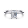 Cari - 14K White Gold Emerald Cut Diamond Engagement Ring - 0.05 ct