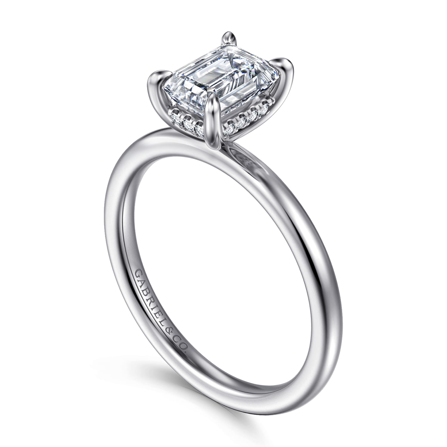 Cari - 14K White Gold Emerald Cut Diamond Engagement Ring - 0.05 ct - Shot 3
