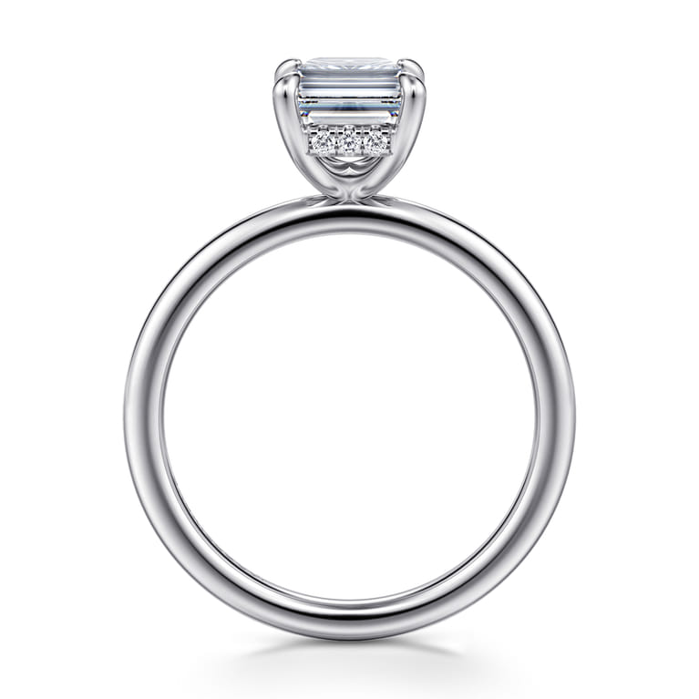 Cari - 14K White Gold Emerald Cut Diamond Engagement Ring - 0.06 ct - Shot 2
