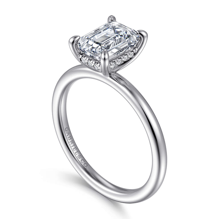 Cari - 14K White Gold Emerald Cut Diamond Engagement Ring - 0.06 ct - Shot 3