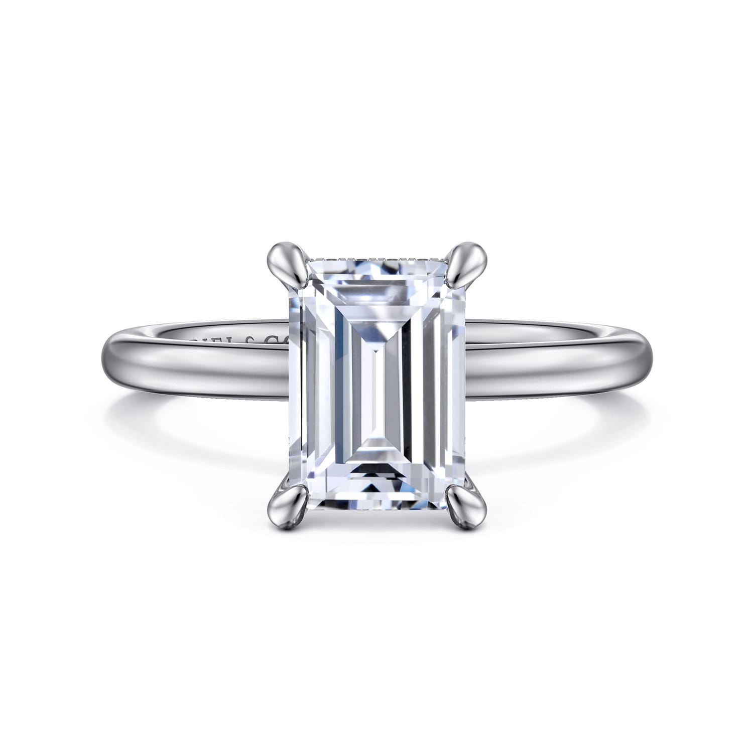 Cari - 14K White Gold Emerald Cut Diamond Engagement Ring - 0.07 ct - Shot 1