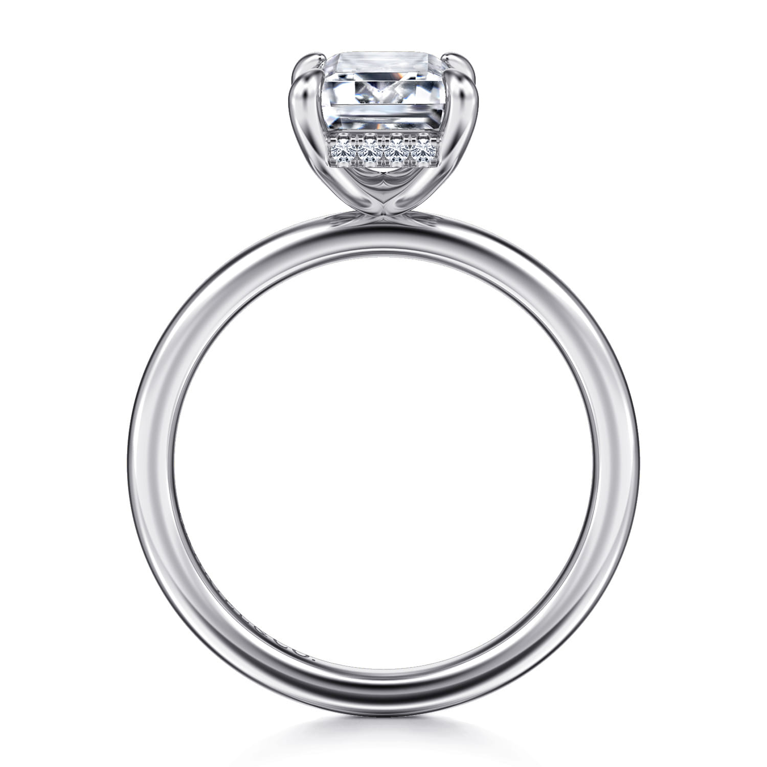 Cari - 14K White Gold Emerald Cut Diamond Engagement Ring - 0.07 ct - Shot 2