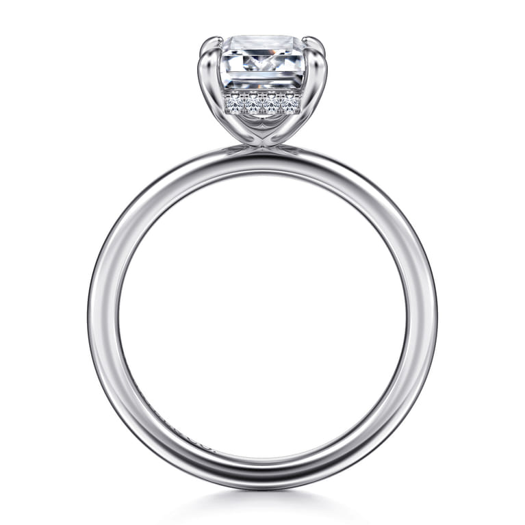 Cari - 14K White Gold Emerald Cut Diamond Engagement Ring - 0.07 ct - Shot 2