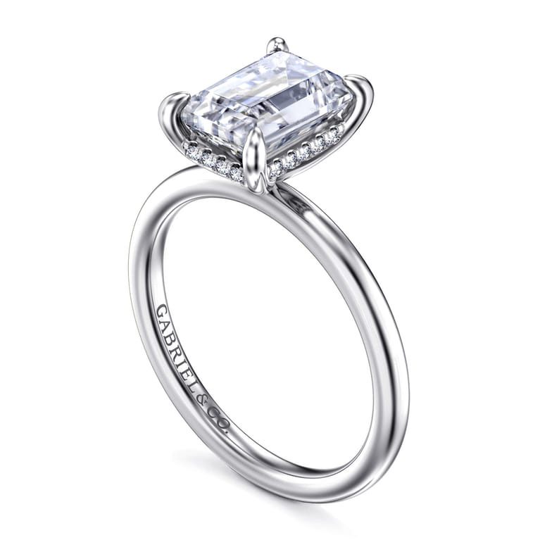 Cari - 14K White Gold Emerald Cut Diamond Engagement Ring - 0.07 ct - Shot 3