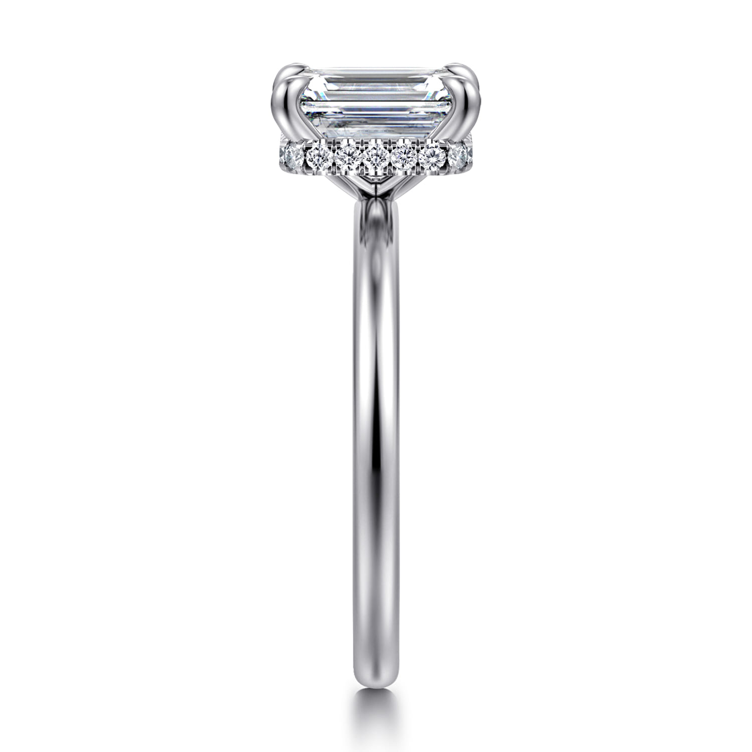 Rainah - 14K White Gold Emerald Cut Diamond Engagement Ring - 0.1 ct - Shot 4