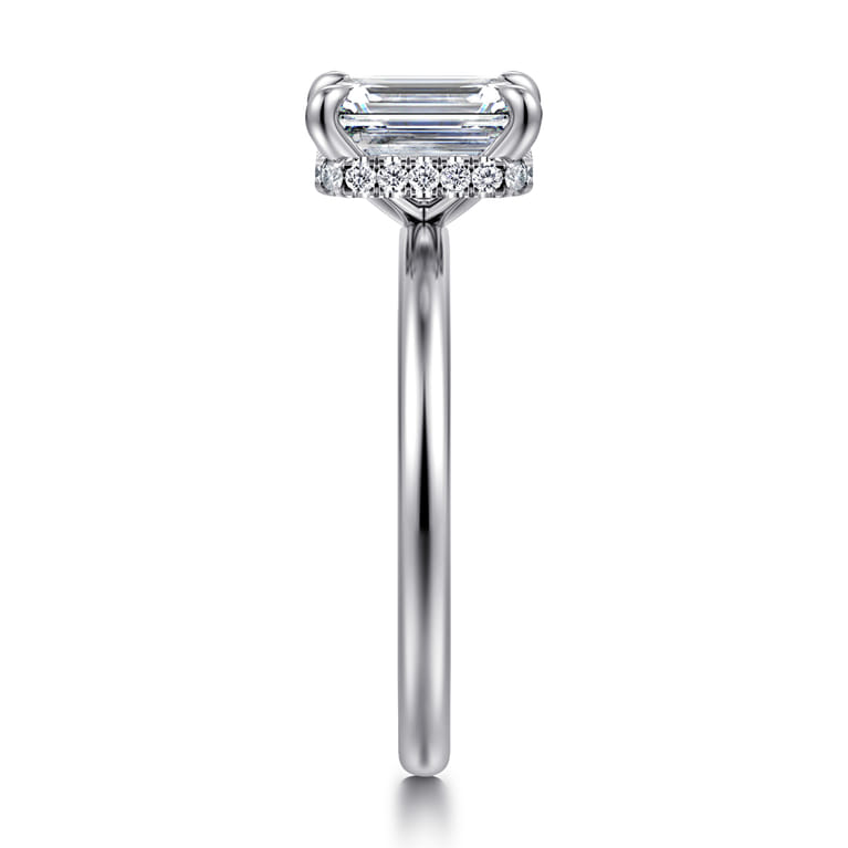 Rainah - 14K White Gold Emerald Cut Diamond Engagement Ring - 0.1 ct - Shot 4