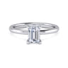 Ady - 14K White Gold Hidden Halo Emerald Cut Diamond Engagement Ring - 0.05 ct