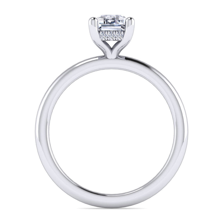 Ady - 14K White Gold Hidden Halo Emerald Cut Diamond Engagement Ring - 0.05 ct - Shot 2