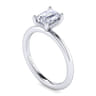 Ady - 14K White Gold Hidden Halo Emerald Cut Diamond Engagement Ring - 0.05 ct