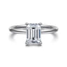 Ady - 14K White Gold Hidden Halo Emerald Cut Diamond Engagement Ring - 0.05 ct