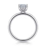 Ady - 14K White Gold Hidden Halo Emerald Cut Diamond Engagement Ring - 0.05 ct