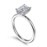 Ady - 14K White Gold Hidden Halo Emerald Cut Diamond Engagement Ring - 0.05 ct
