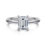 Daniele - 14K White Gold Emerald Cut Solitaire Diamond Engagement Ring - 0.14 ct