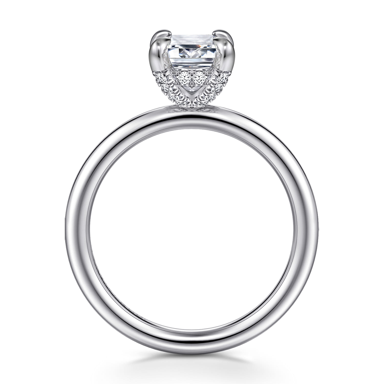 Daniele - 14K White Gold Emerald Cut Solitaire Diamond Engagement Ring - 0.14 ct - Shot 2