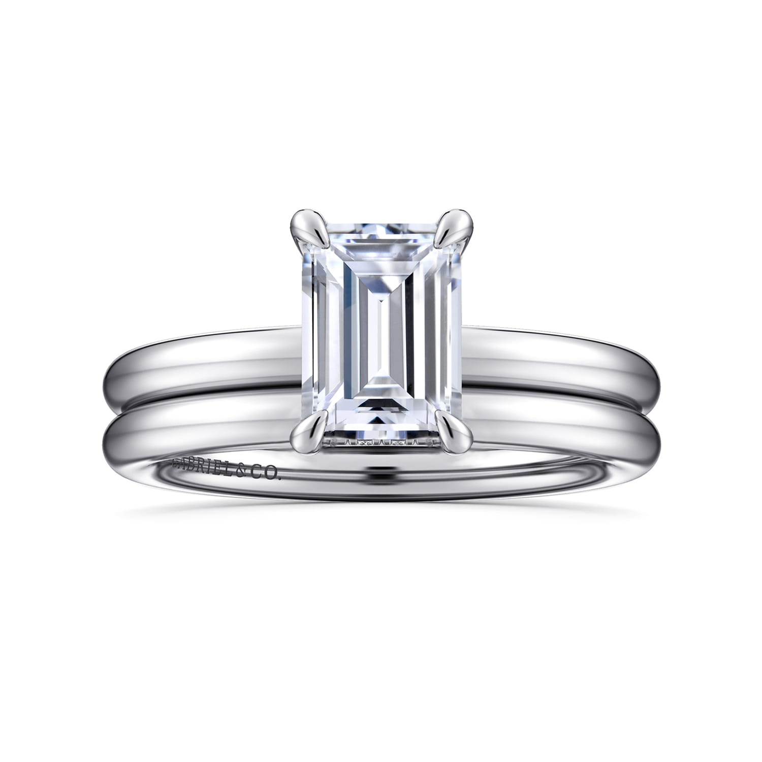 Daniele - 14K White Gold Emerald Cut Solitaire Diamond Engagement Ring - 0.14 ct - Shot 4