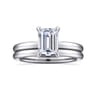 Daniele - 14K White Gold Emerald Cut Solitaire Diamond Engagement Ring - 0.14 ct