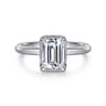 Catallina - 14K White Gold Bezel Prong Emerald Cut Diamond Engagement Ring - 0.17 ct