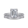Catallina - 14K White Gold Bezel Prong Emerald Cut Diamond Engagement Ring - 0.17 ct