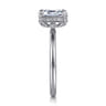 Catallina - 14K White Gold Bezel Prong Emerald Cut Diamond Engagement Ring - 0.17 ct