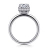 Catallina - 14K White Gold Bezel Prong Emerald Cut Diamond Engagement Ring - 0.18 ct