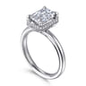 Catallina - 14K White Gold Bezel Prong Emerald Cut Diamond Engagement Ring - 0.18 ct