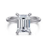 Aure - 14K White Gold Emerald Cut Solitaire Diamond Engagement Ring - 0.08 ct